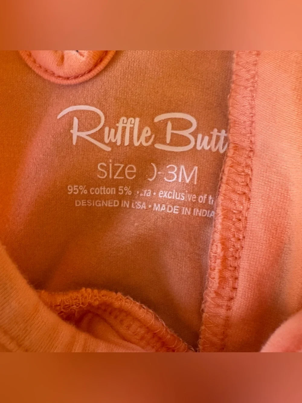 Ruffle Butts Peach Orange Ruffled Baby Girl Romper Onesie Bubble 0-3M